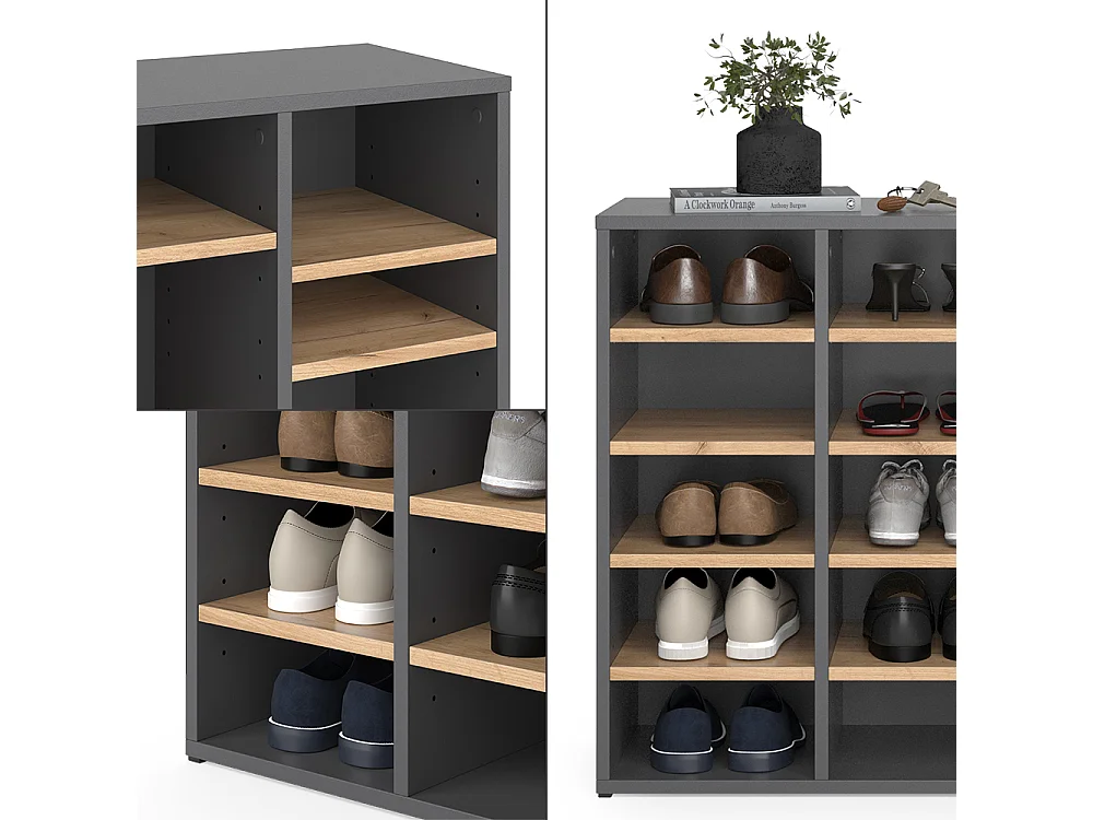 Armoire à chaussures chêne de force doré 104x33x65.5 lysander