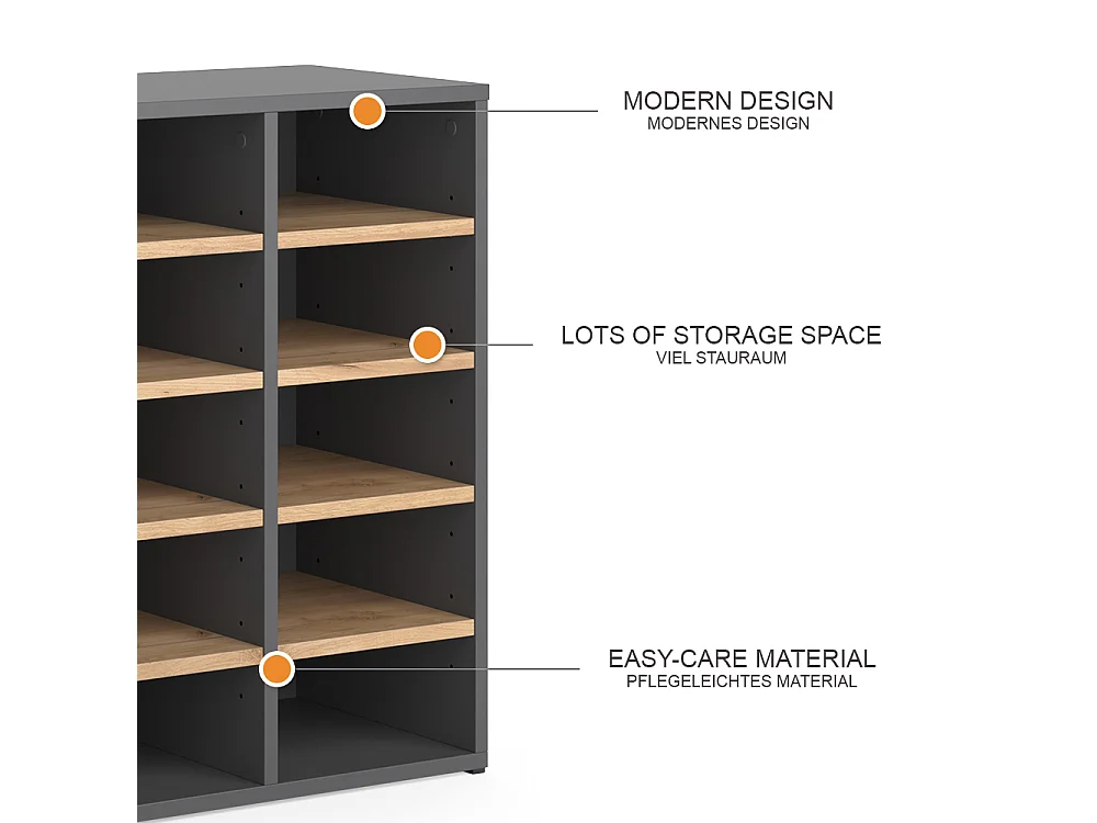 Armoire à chaussures chêne de force doré 104x33x65.5 lysander