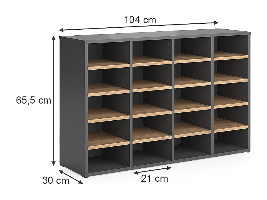 Armoire à chaussures chêne de force doré 104x33x65.5 lysander