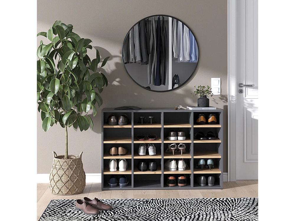 Armoire à chaussures chêne de force doré 104x33x65.5 lysander