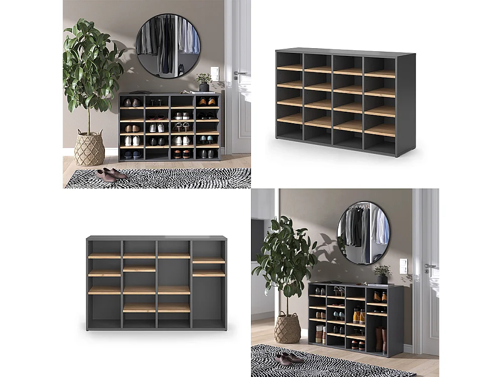 Armoire à chaussures chêne de force doré 104x33x65.5 lysander