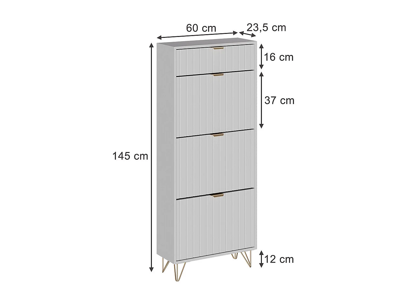 Schuhschrank weiß 60x23.5x145 helge