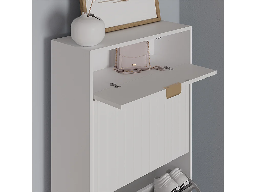 Armoire à chaussures blanc 60x23.5x145 helge