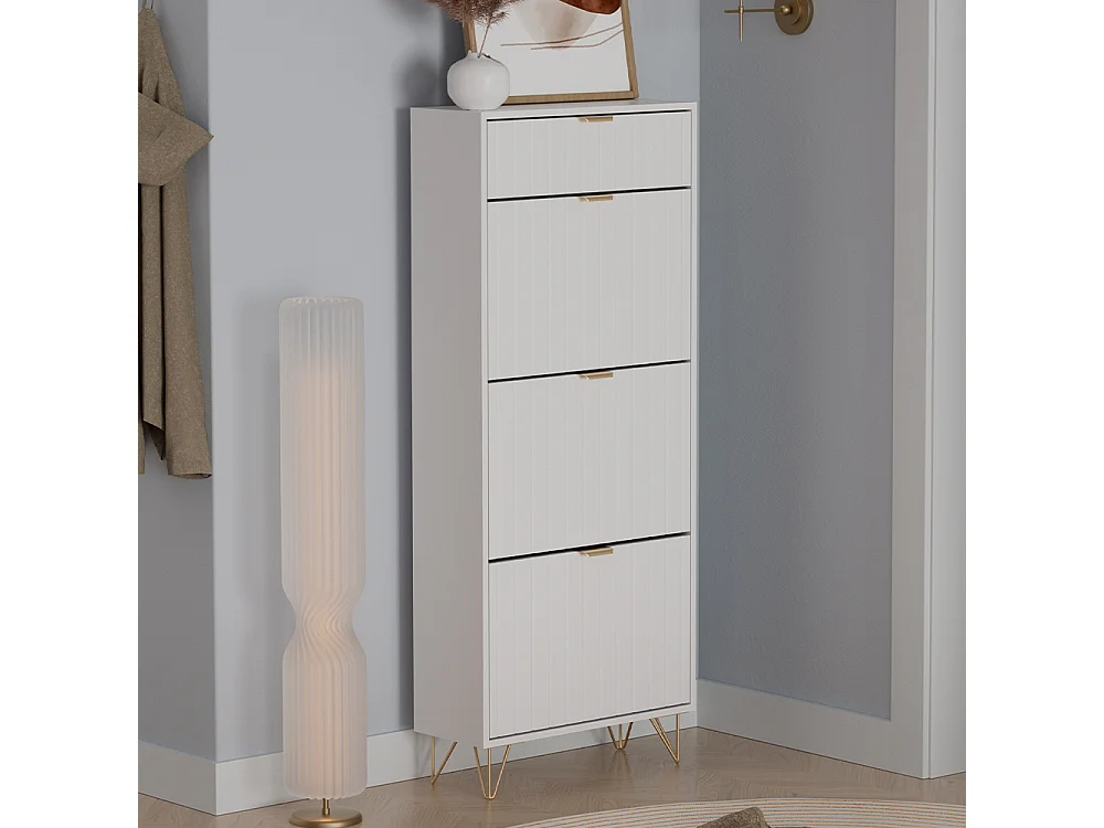 Armoire à chaussures blanc 60x23.5x145 helge