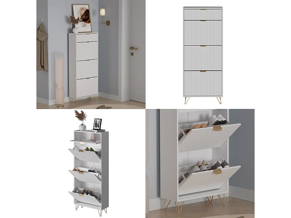 Armoire à chaussures blanc 60x23.5x145 helge