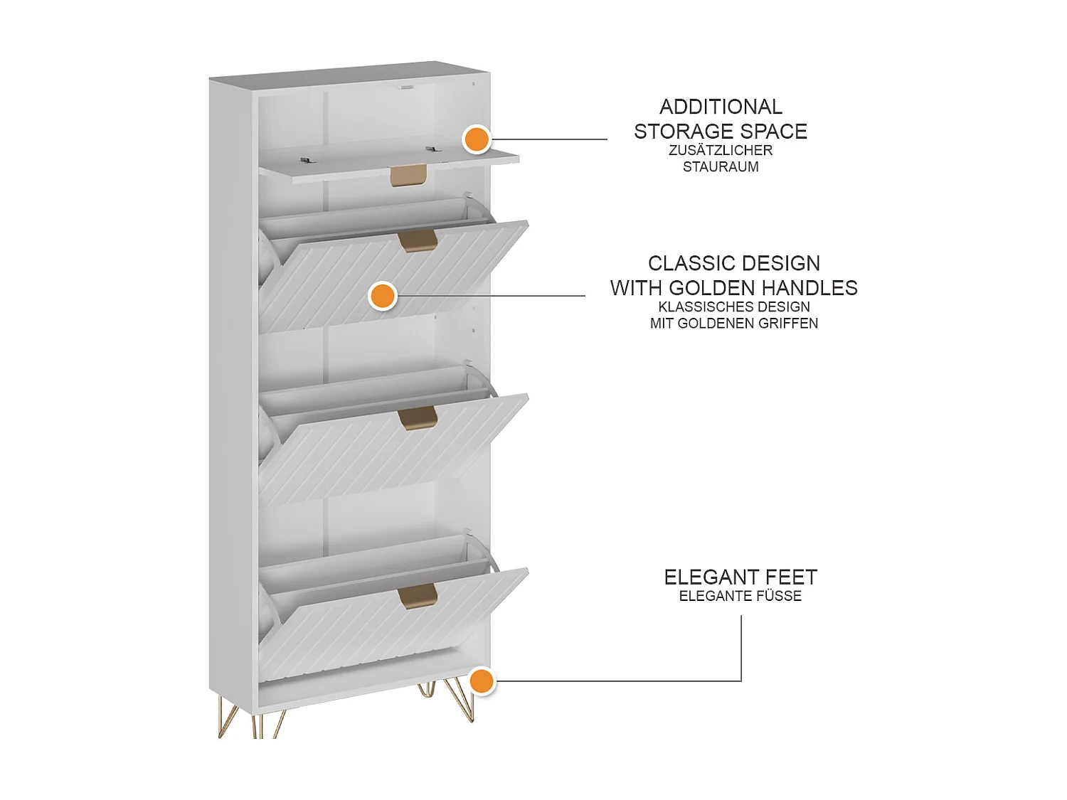 Armoire à chaussures blanc 60x23.5x145 helge