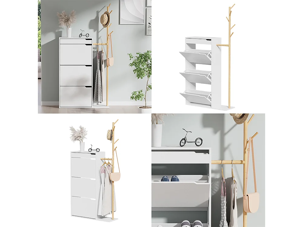 Armoire à chaussures blanc 90x30x181.5 ivo