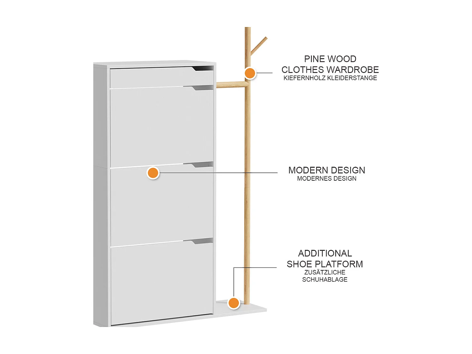 Armoire à chaussures blanc 90x30x181.5 ivo