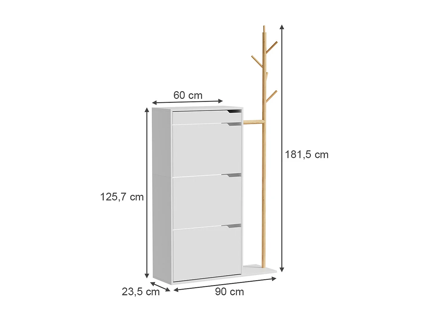 Skoskåp vit 90x30x181.5 ivo