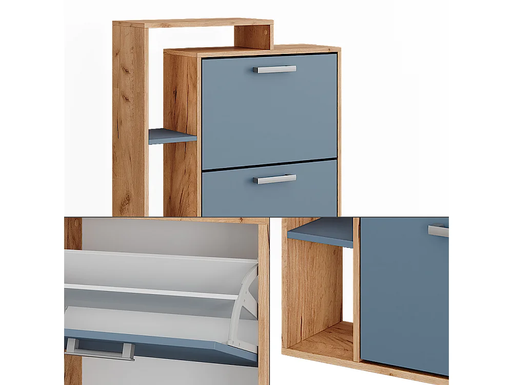 Schuhkipper goldkraft eiche/blau 80x24.2x128.3 orlando