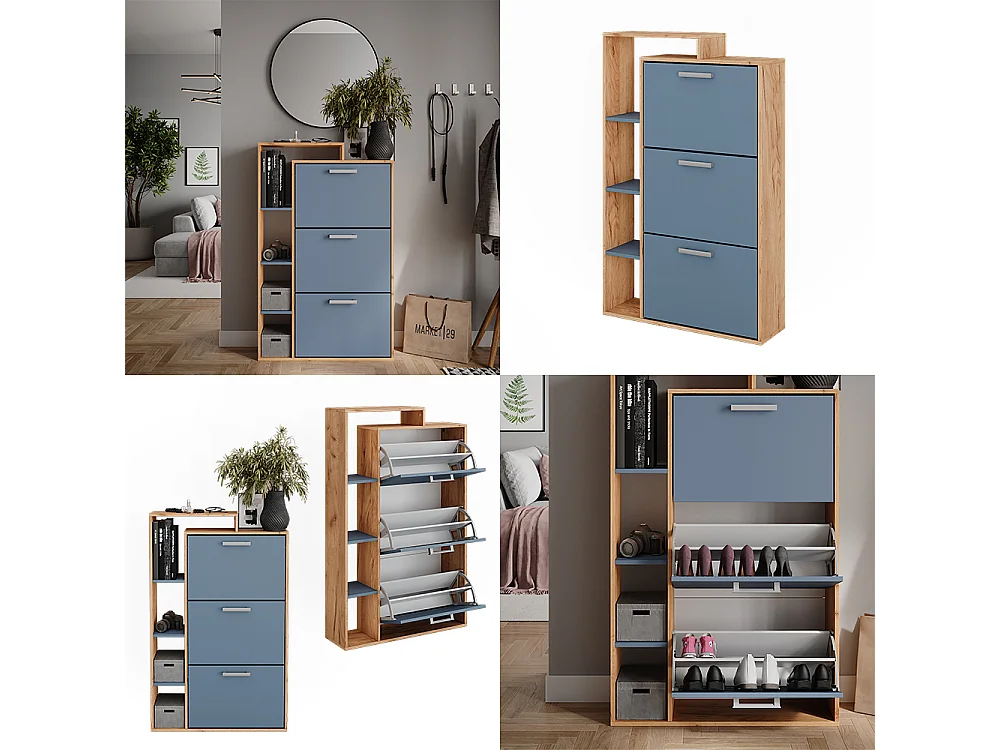 Schuhkipper goldkraft eiche/blau 80x24.2x128.3 orlando