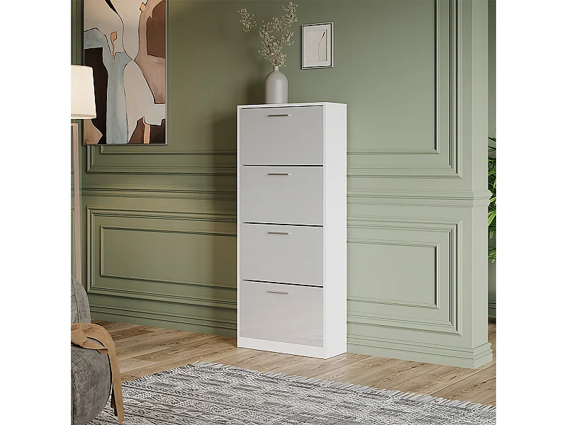 Schuhkipper weiß/weiß hochglanz 59x22x137 gizmo