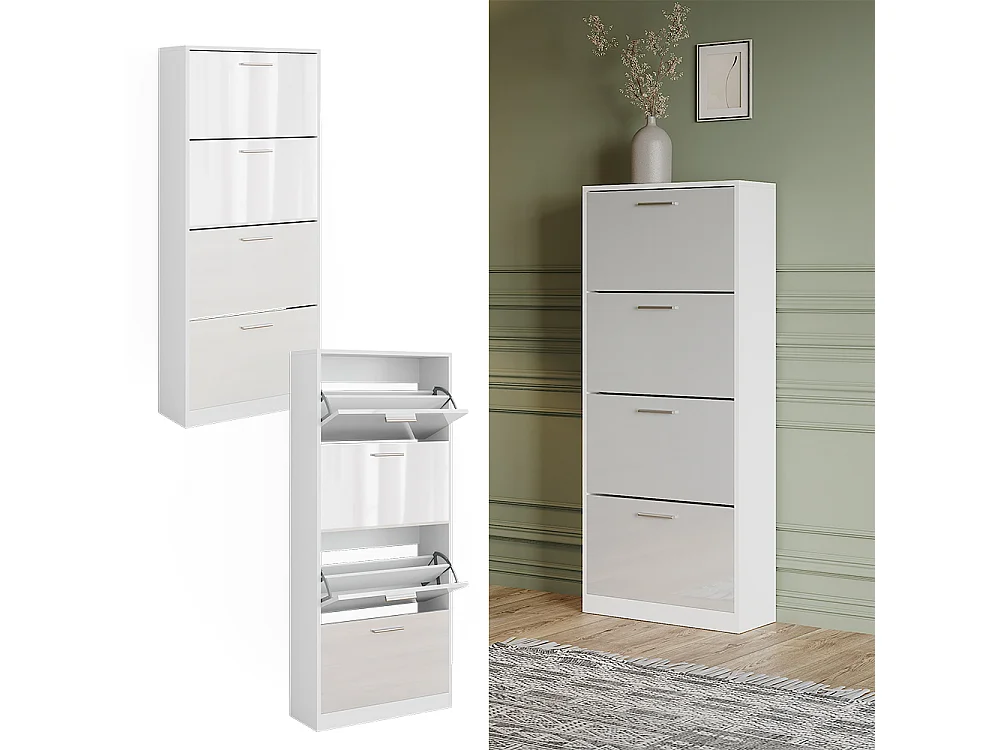 Schuhkipper weiß/weiß hochglanz 59x22x137 gizmo