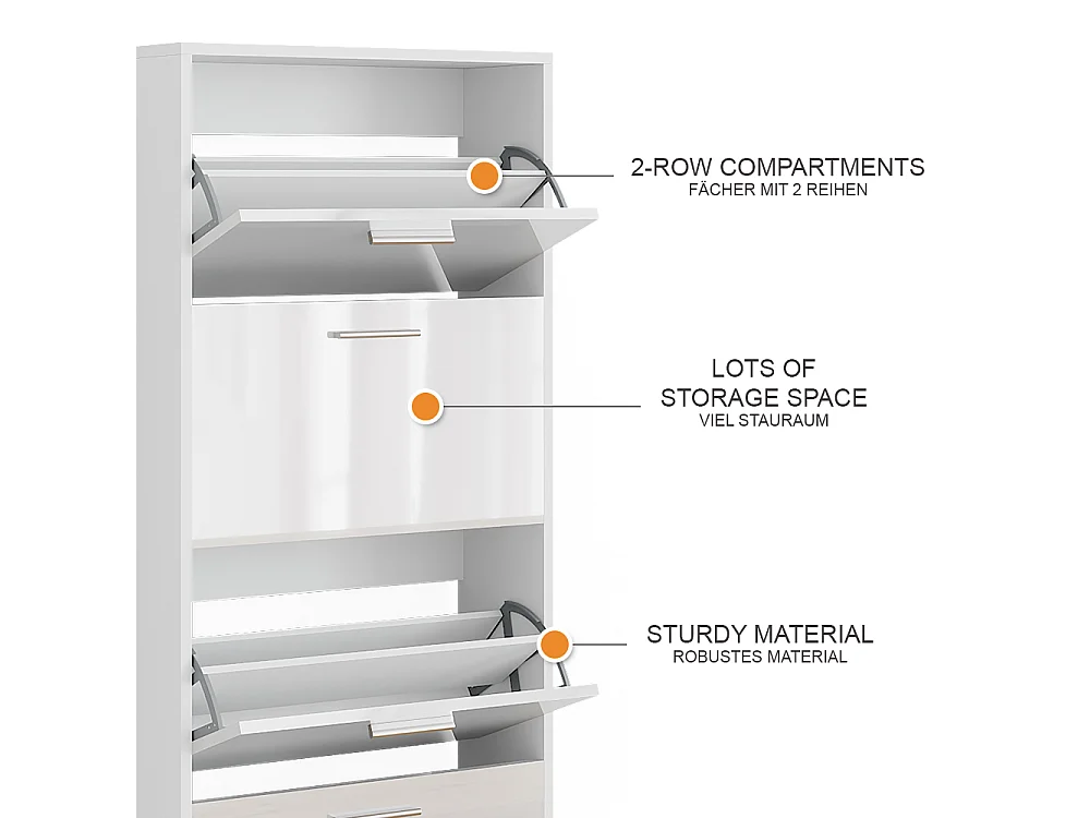 Schuhkipper weiß/weiß hochglanz 59x22x137 gizmo