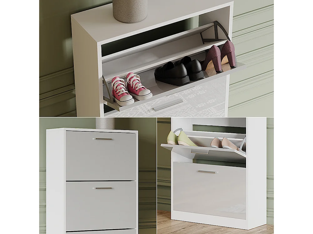 Le basculeur à chaussures blanc/blanc brillant 59x22x137 gizmo