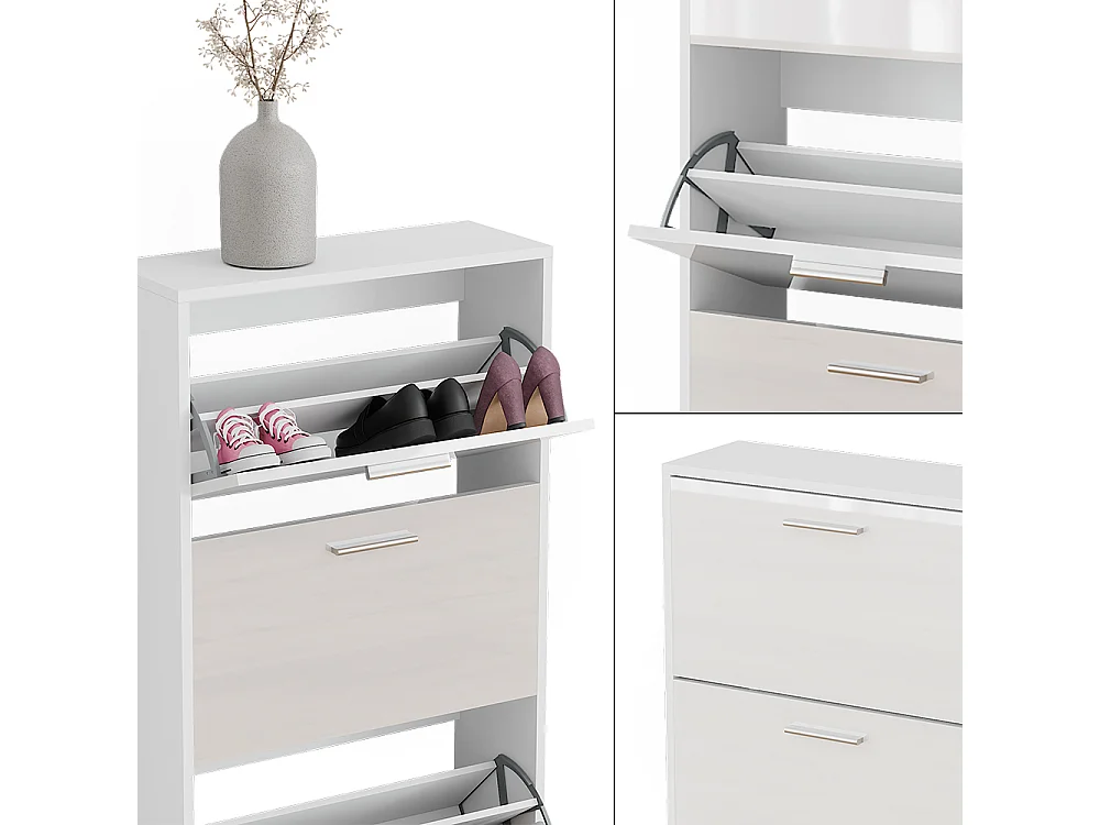 Le basculeur à chaussures blanc/blanc brillant 59x22x137 gizmo