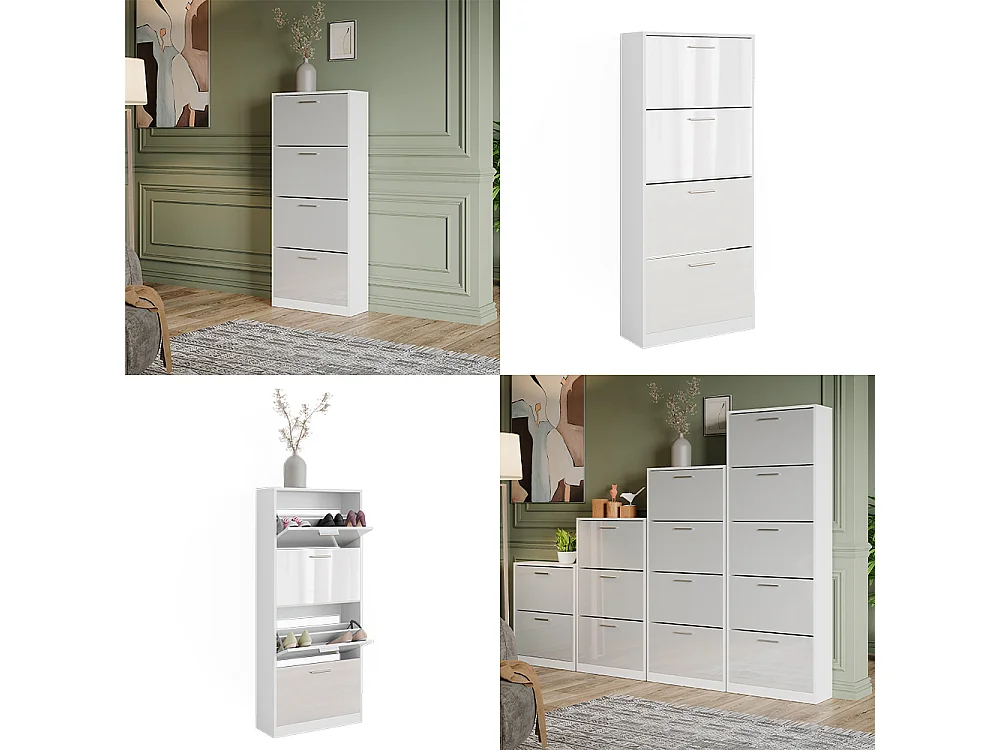 Le basculeur à chaussures blanc/blanc brillant 59x22x137 gizmo