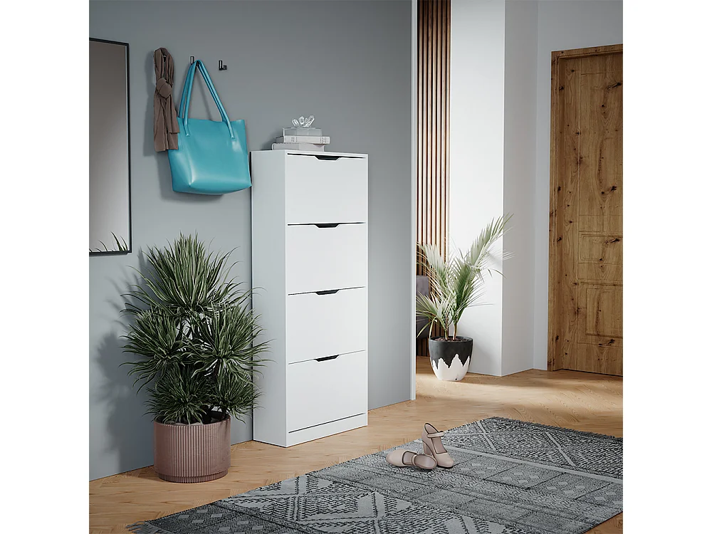 Meuble à chaussure blanc 59x22x137 luca