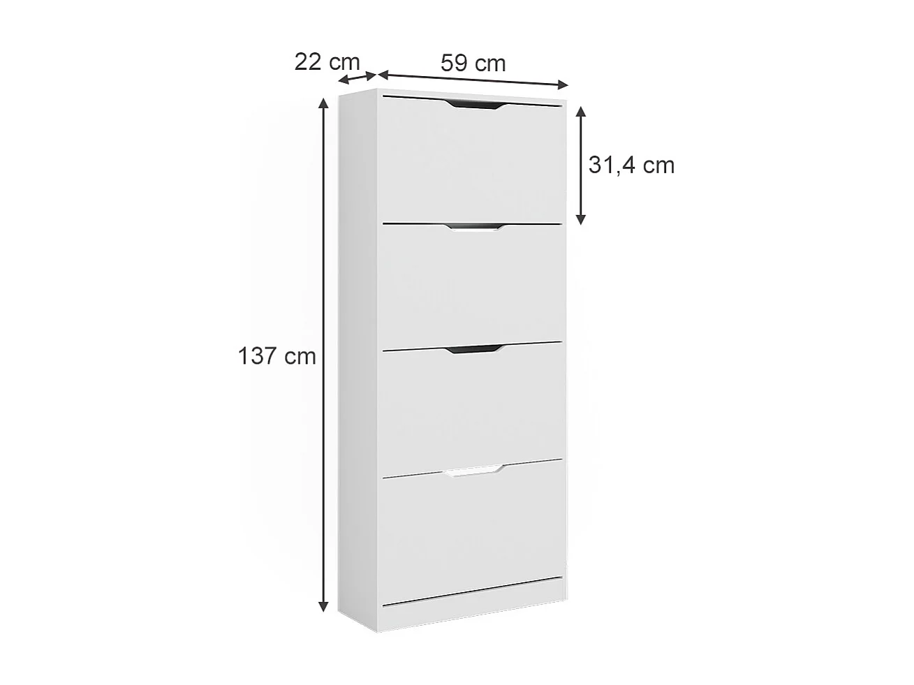 Meuble à chaussure blanc 59x22x137 luca