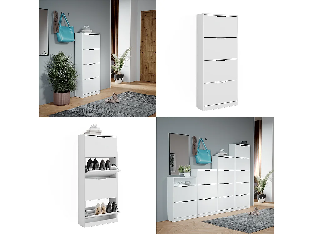 Meuble à chaussure blanc 59x22x137 luca