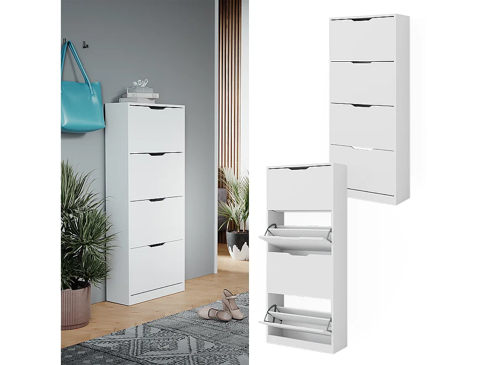 Meuble à chaussure blanc 59x22x137 luca