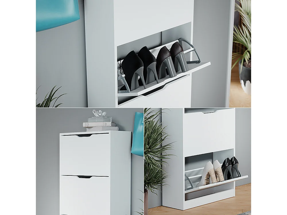 Meuble à chaussure blanc 59x22x137 luca