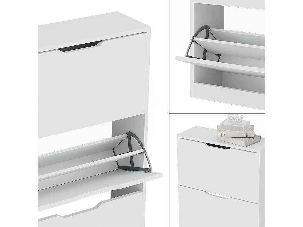 Meuble à chaussure blanc 59x22x137 luca