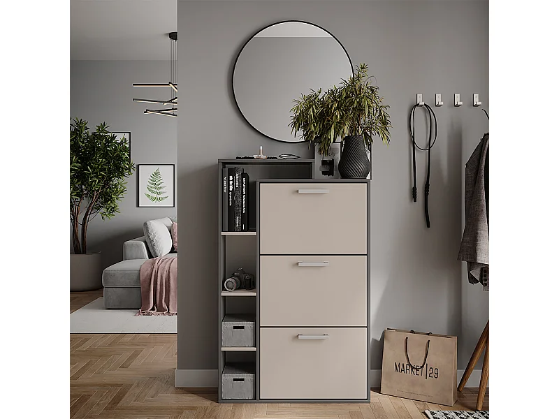 Schuhkipper anthrazit/greige 80x24.2x128.3 orlando