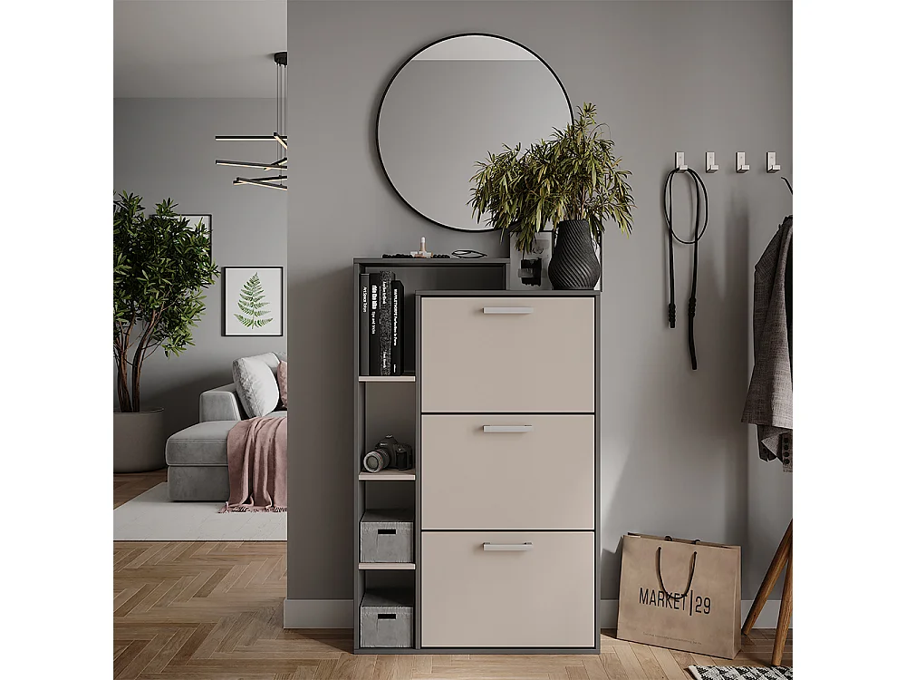 Schuhkipper anthrazit/greige 80x24.2x128.3 orlando