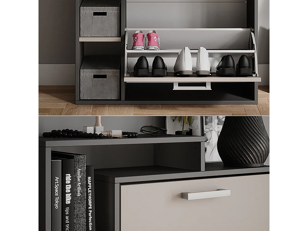 Schuhkipper anthrazit/greige 80x24.2x128.3 orlando