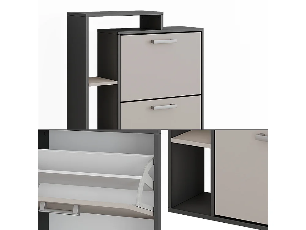 Schuhkipper anthrazit/greige 80x24.2x128.3 orlando