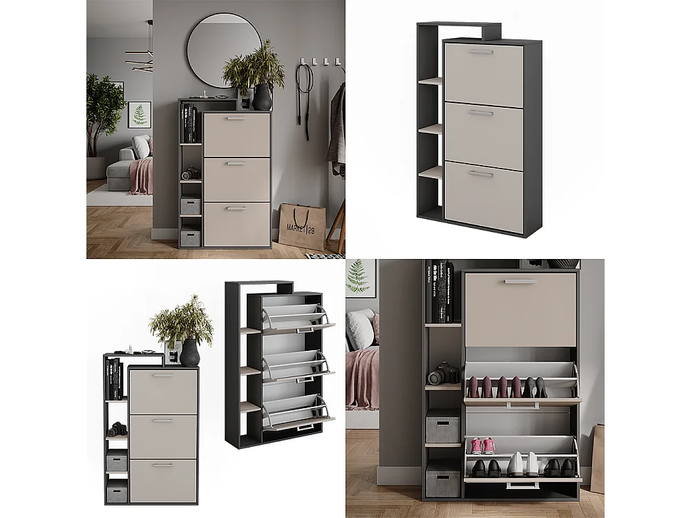 Schuhkipper anthrazit/greige 80x24.2x128.3 orlando