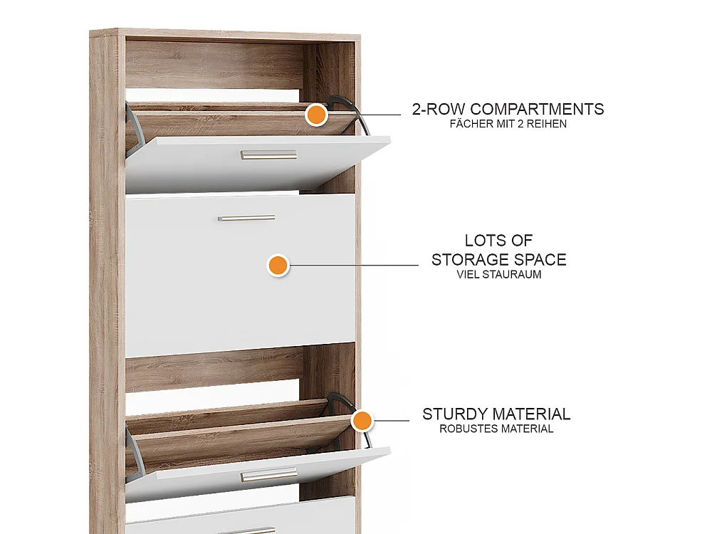 Schuhkipper sonoma/weiß 59x22x137 gizmo