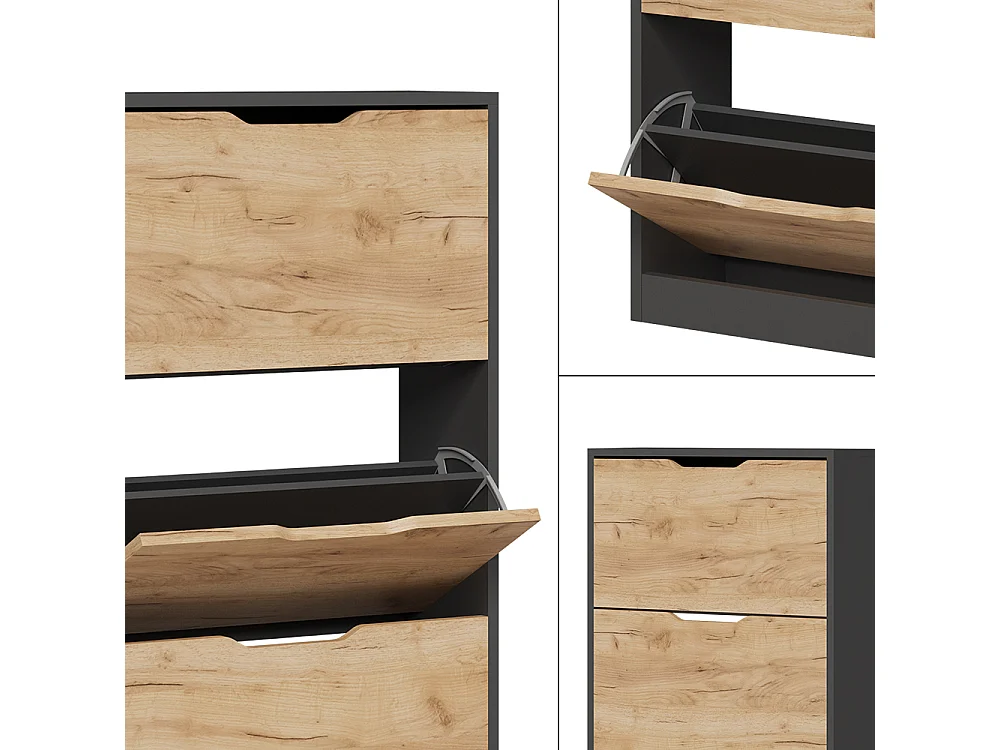 Schuhkipper anthrazit/goldkraft eiche 59x22x137 luca