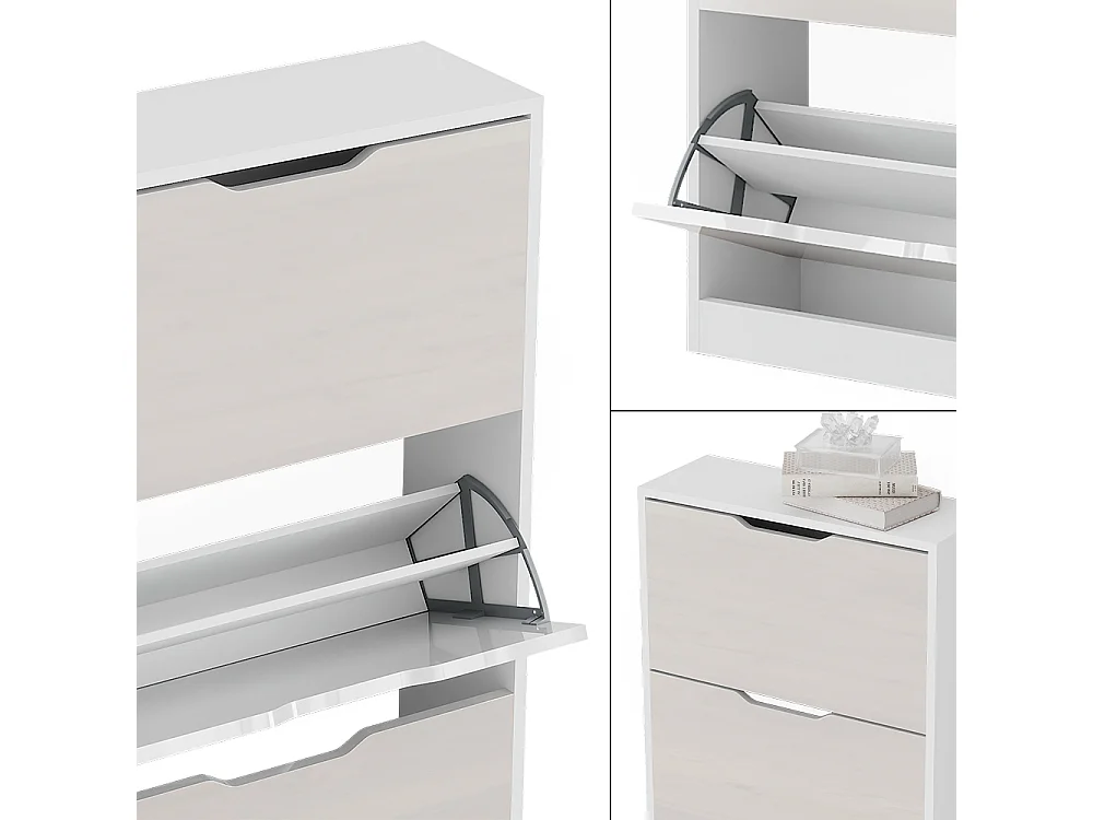 Schuhkipper weiß/weiß hochglanz 59x22x137 luca