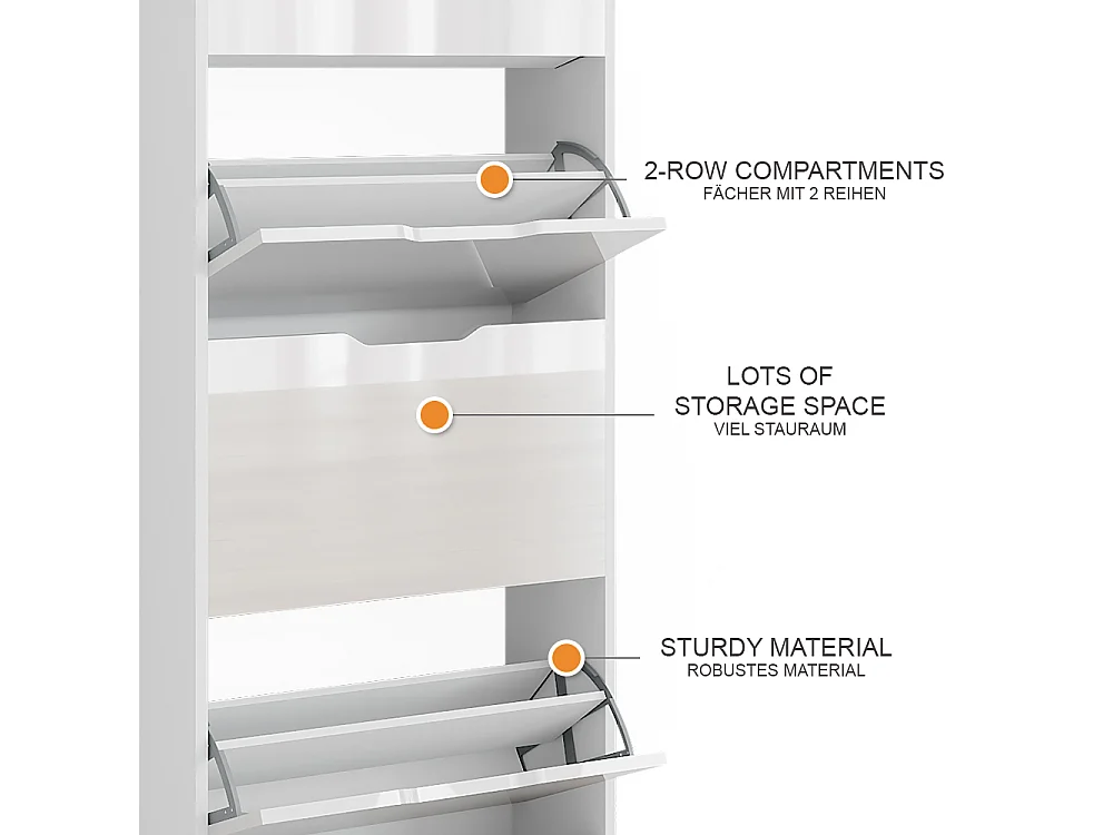 Le basculeur à chaussures blanc/blanc brillant 59x22x137 luca