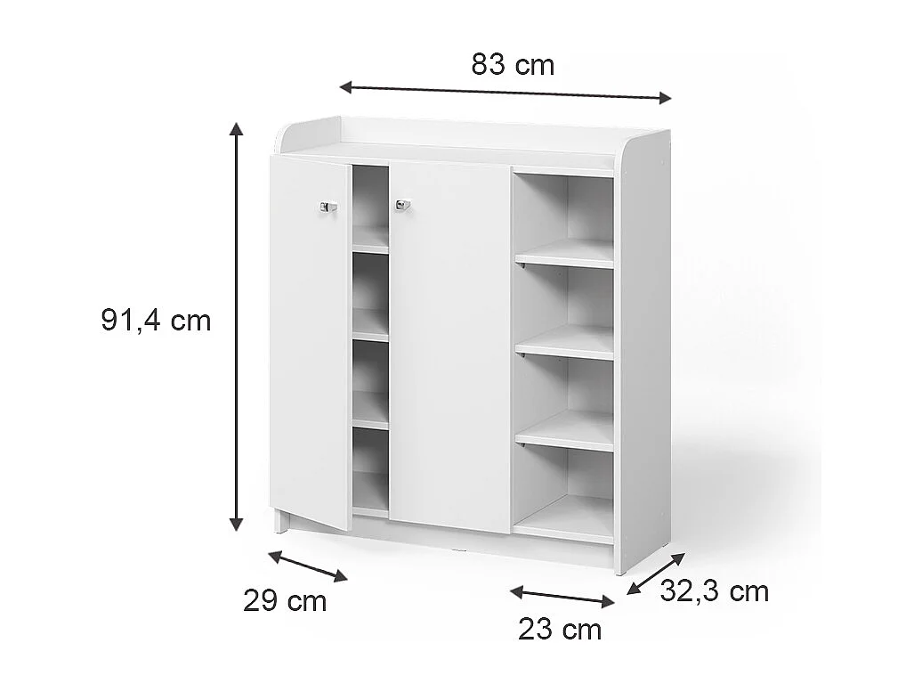 Armoire à chaussures blanc 83x32.3x91.4 moritz