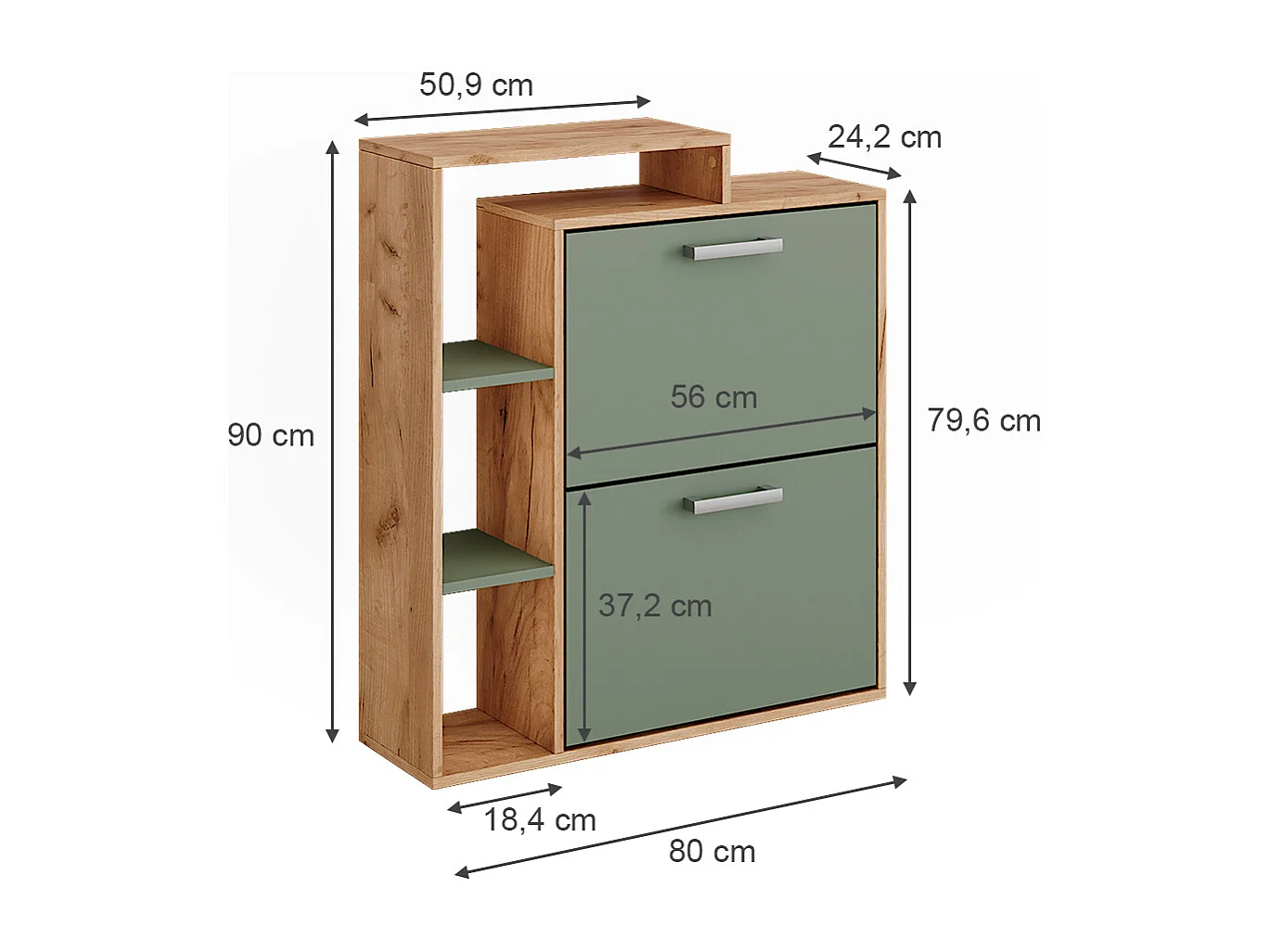 Scarpiera goldkraft rovere/verde 80x24.2x90 orlando