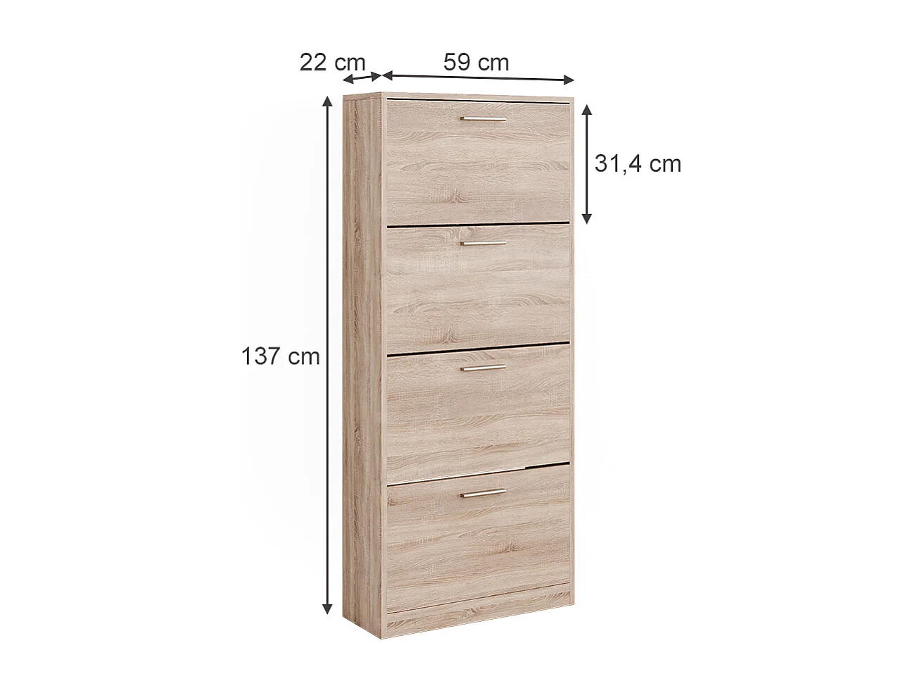 Meuble à chaussure sonoma 59x22x137 gizmo