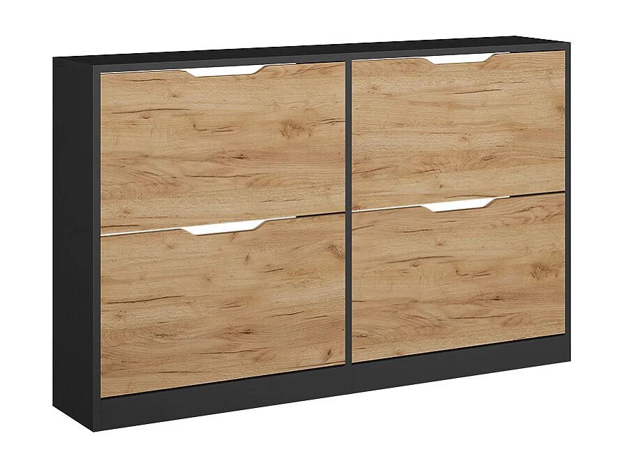 Benne à chaussures anthracite/chêne doré 116.6x22x72.5 luca