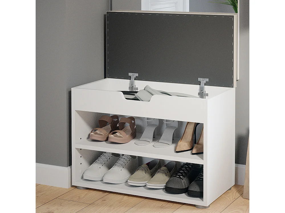 Banc pour chaussures blanc 60x30x45 rolfe