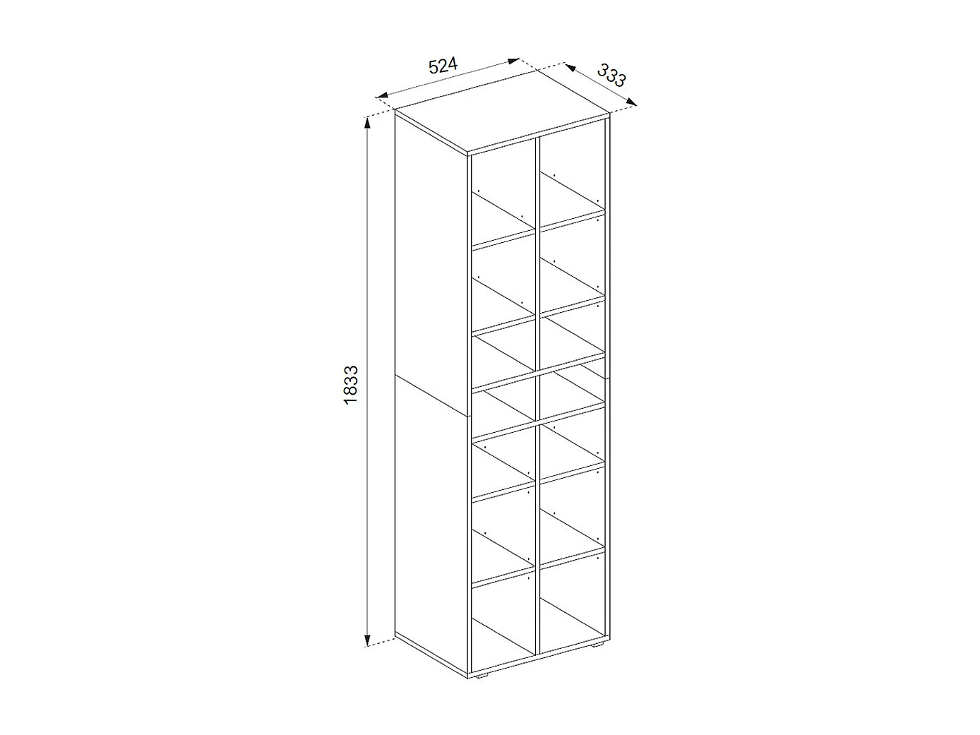 Armoire à chaussures blanc 52.4x33.3x183.3 paris