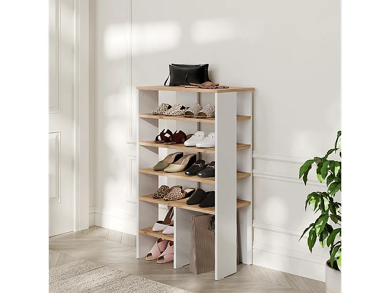 Schoenenkast eik wit/goud 60x34.4x100 marlon