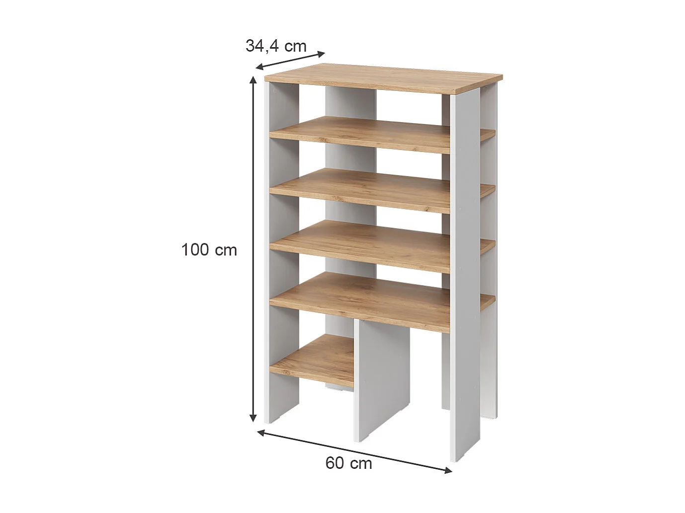 Armoire à chaussures chêne blanc/force de lor 60x34.4x100 marlon