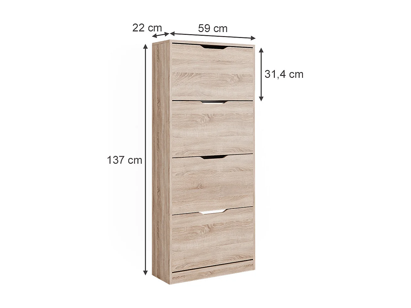 Meuble à chaussure sonoma 59x22x137 luca