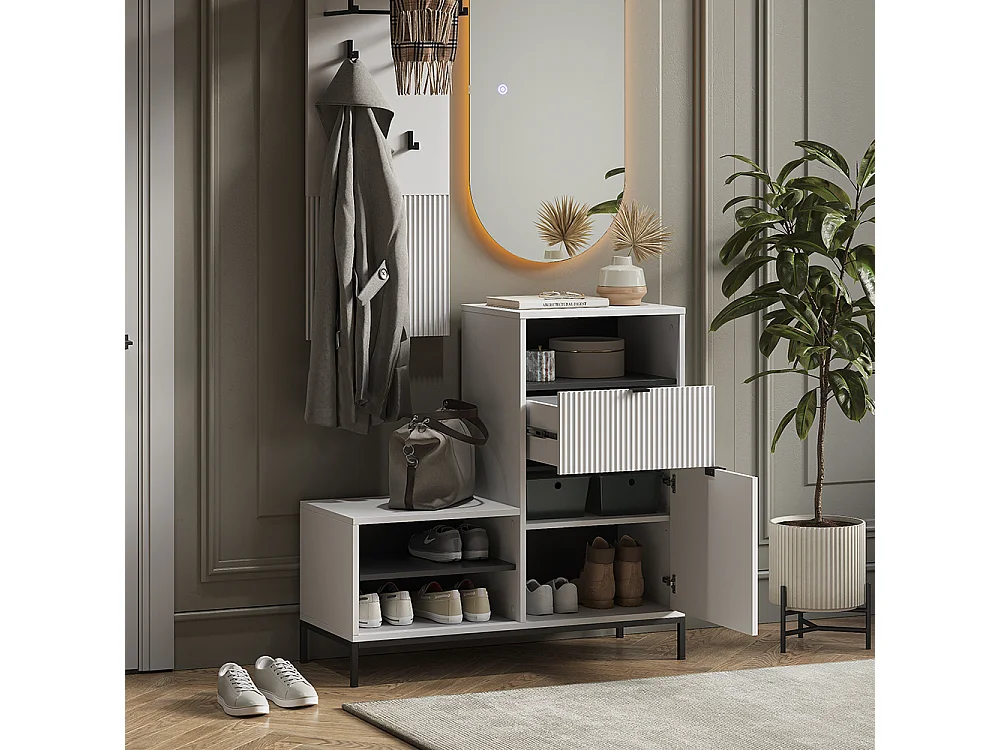 Banc pour chaussures blanc 100x40x98.5 eliza