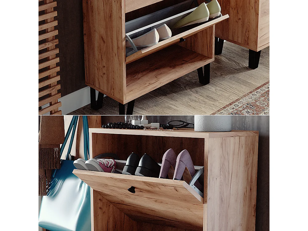 Le basculeur à chaussures chêne de force doré 130x26x60 siri