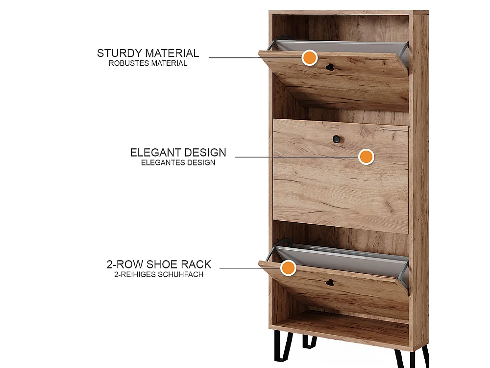 Le basculeur à chaussures chêne de force doré 130x26x60 siri