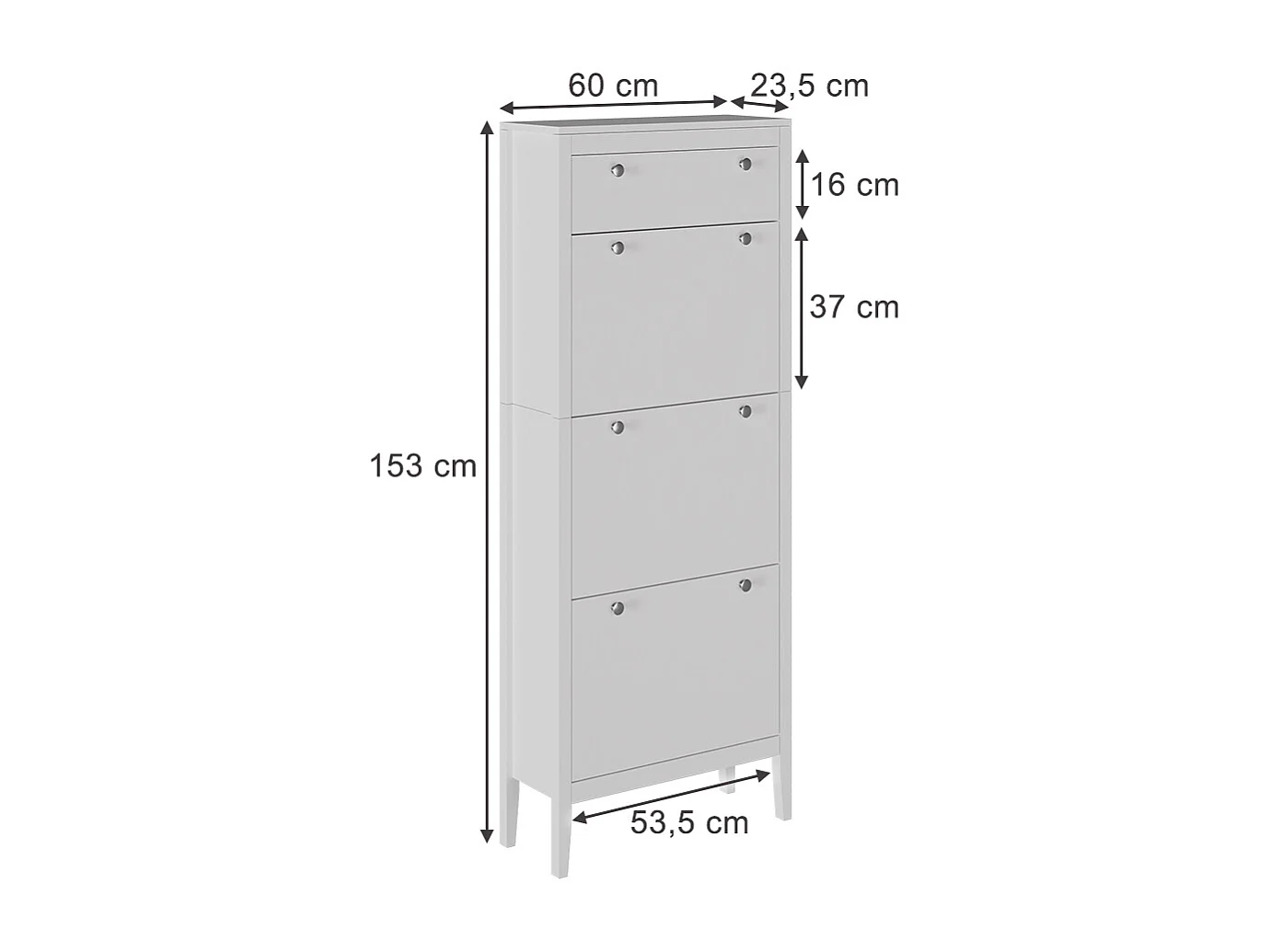 Schuhschrank weiß 60x23.5x153 aron