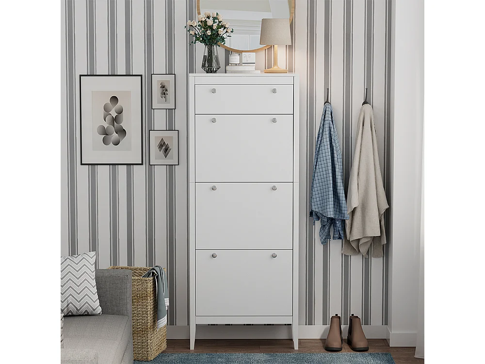 Armoire à chaussures blanc 60x23.5x153 aron